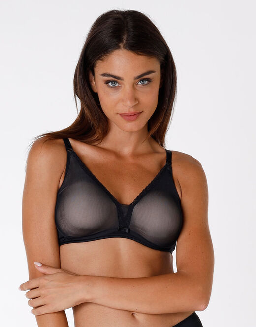 Lovable Reggiseno senza ferretto Tonic Lift in pizzo e tulle, nero Vendite Flash