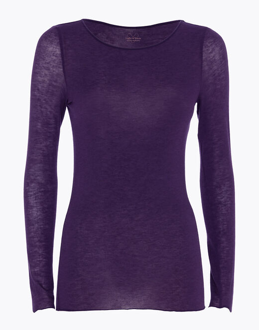 Lovable Maglia con scollo a barchetta e manica lunga in modal e cashmere, tornado scuro 2025