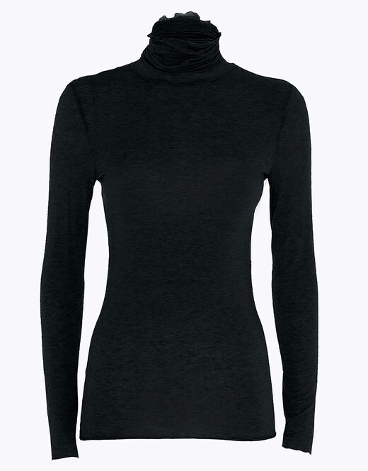 Lovable Maglia a collo alto e manica lunga in modal e cashmere, nero Qualità