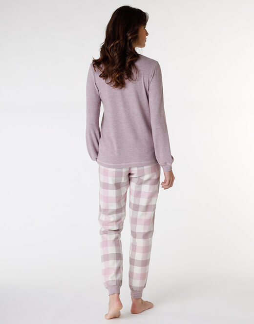 Lovable Homewear chiuso in flanella di cotone, rosa grigio Prezzo Ridotto