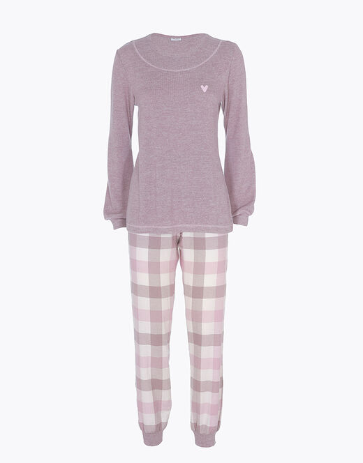 Lovable Homewear chiuso in flanella di cotone, rosa grigio Prezzo Ridotto