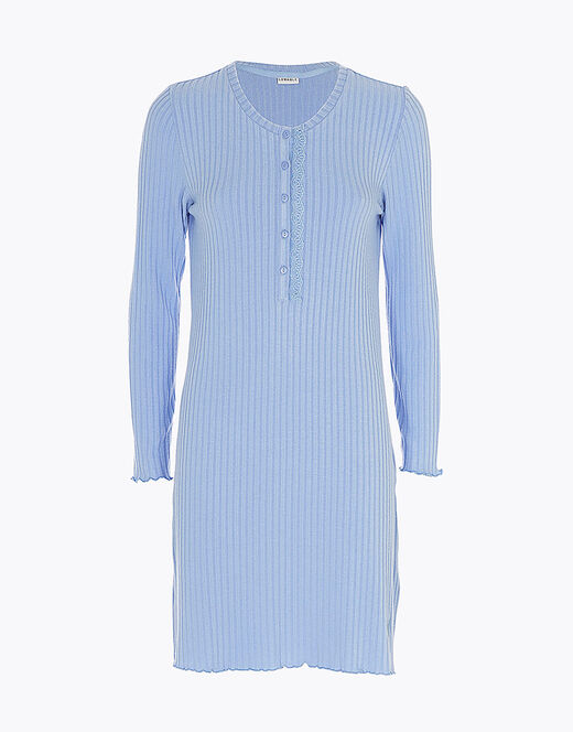 Lovable Camicia da notte in costina calda, azzurro ortensia Sottocosto