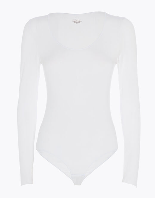 Lovable Body a manica lunga con scollo rotondo in modal, bianco Sconto