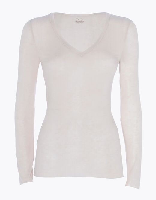 Lovable Maglia a manica lunga con scollo a V in modal e cashmere, sabbia Offerta