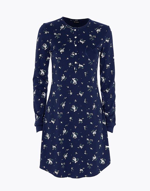 Lovable Camicia da notte in interlock di cotone, blu stampato Economico
