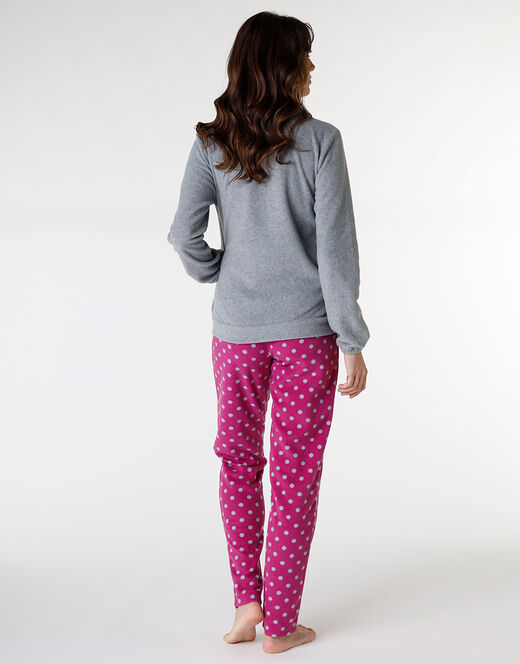 Lovable Homewear aperto in pelliccetta jacquard e micropile, rosa e grigio Outlet