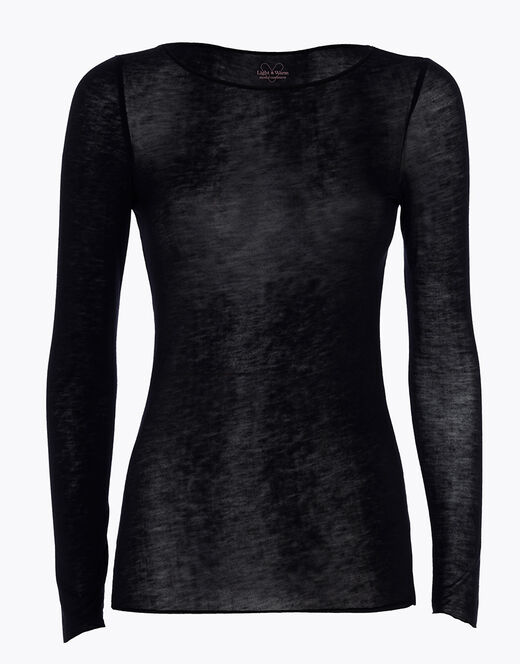 Lovable Maglia con scollo a barchetta e manica lunga in modal e cashmere, nero Vendite Flash