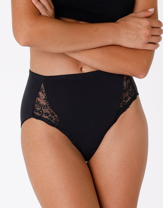Lovable Slip midi Lovely Charme nero in cotone elasticizzato con pizzo Promozione