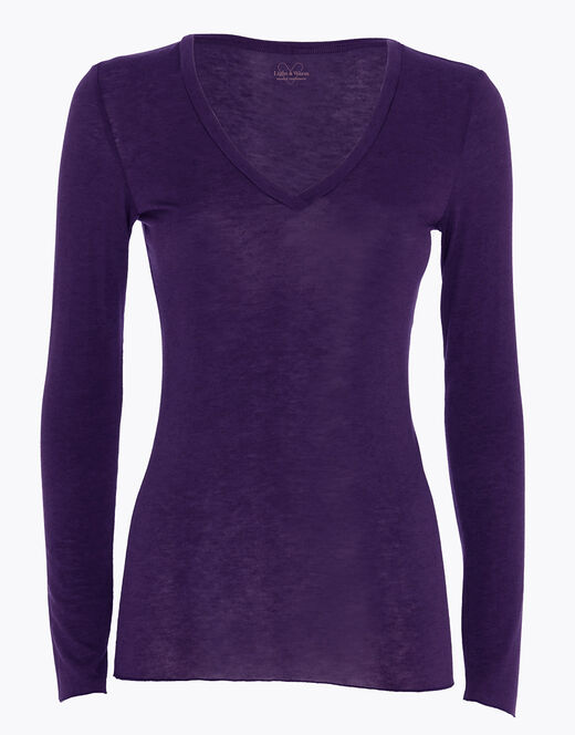 Lovable Maglia a manica lunga con scollo a V in modal e cashmere, tornado scuro Pezzi Unici