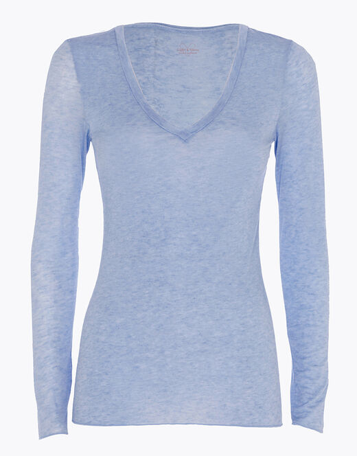 Lovable Maglia a manica lunga con scollo a V in modal e cashmere, ortensia Affare Del Giorno