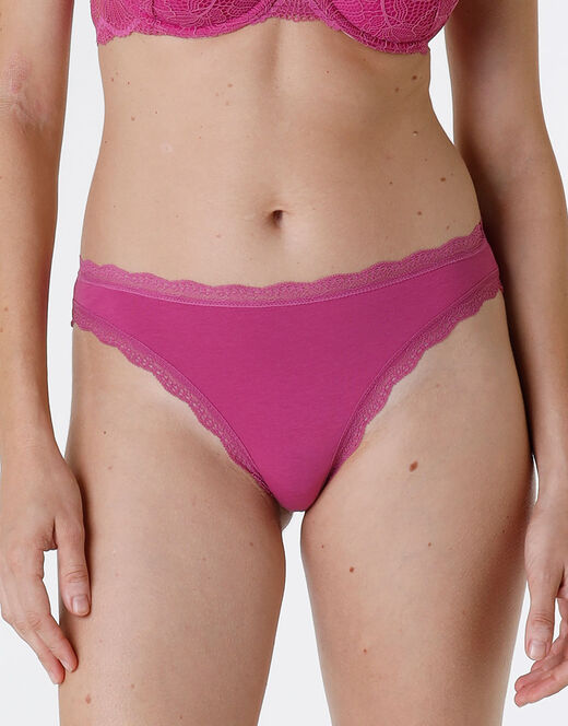 Lovable Slip Lovable Panties in cotone e pizzo elasticizzati, rosa sorbetto Economico