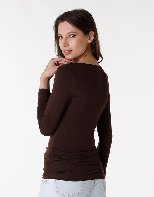 Lovable Maglia con manica a 3/4 effetto thermal Basic Soul, caffè Offerte