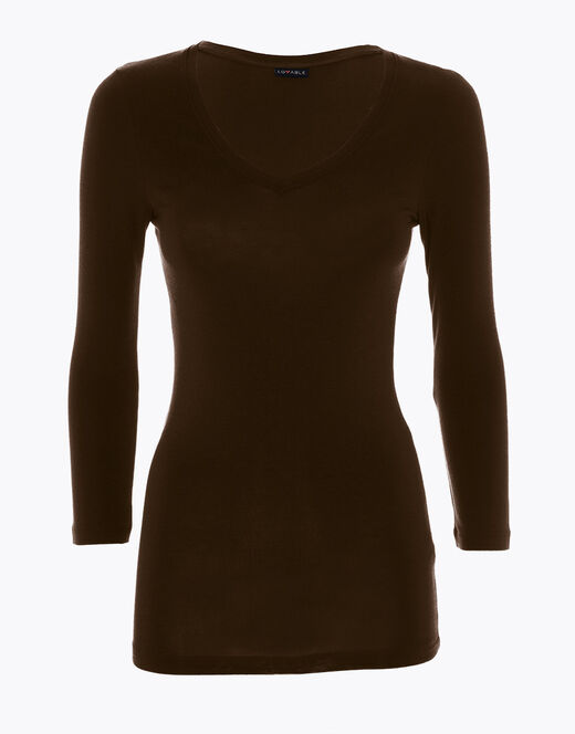 Lovable Maglia con manica a 3/4 effetto thermal Basic Soul, caffè Offerte