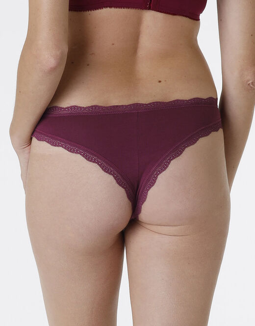 Lovable Slip Lovable Panties in cotone e pizzo elasticizzati, bordeaux Negozio