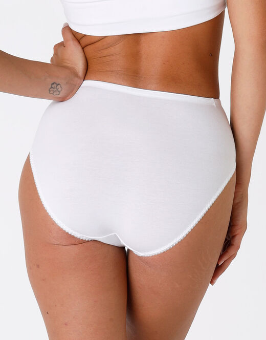 Lovable Slip midi Lovely Charme bianco in cotone elasticizzato con pizzo Shopping Online