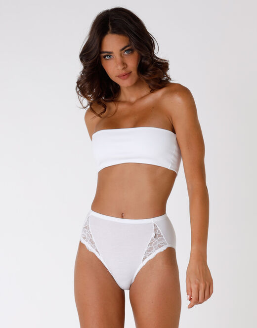 Lovable Slip midi Lovely Charme bianco in cotone elasticizzato con pizzo Shopping Online