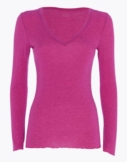 Lovable Maglia a manica lunga con scollo a V in modal e cashmere, rosa sorbetto Negozio
