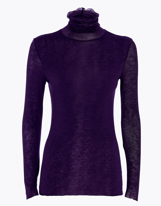 Lovable Maglia a collo alto e manica lunga in modal e cashmere, tornado scuro Moda