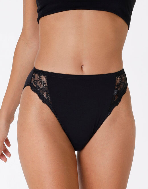 Lovable Slip mini sgambato Lovely charme nero in cotone elasticizzato con pizzo Sconto