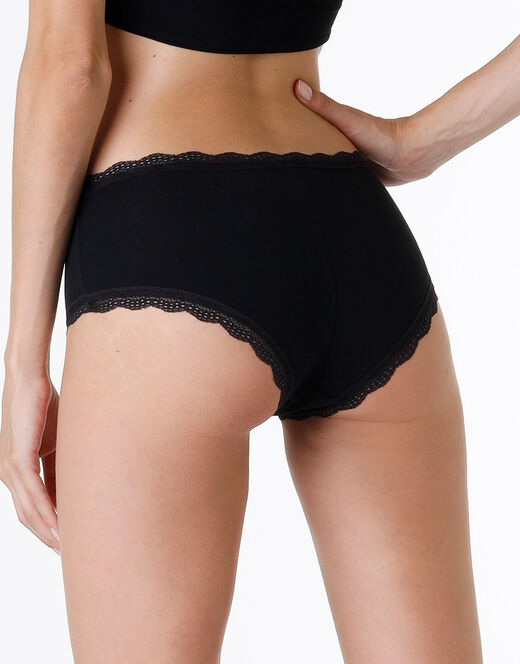 Lovable Shorty lovely in cotone elasticizzato e pizzo, nero Discount Store per i nuovi prodotti