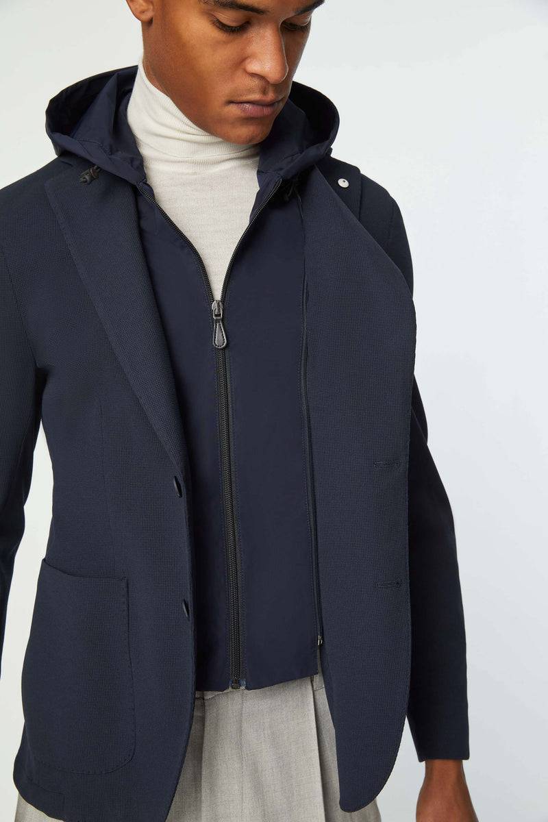 Lubiam Travel jacket con cappuccio blu Travel jacket con cappuccio blu Fino Al -60%