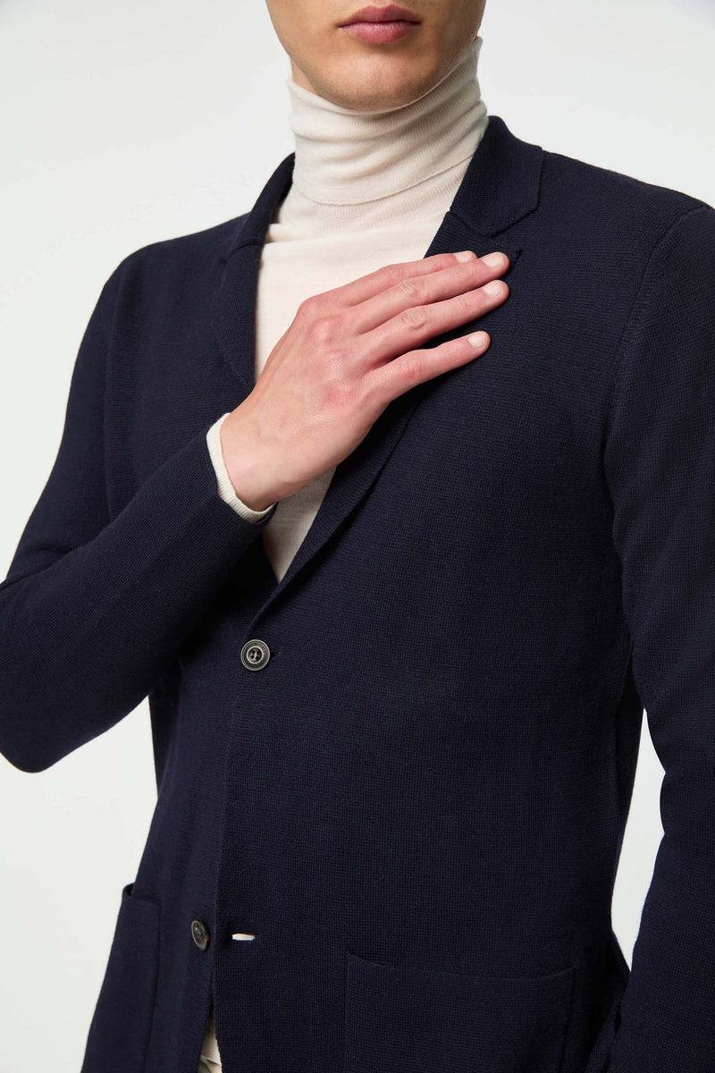 Lubiam Giacca JACK in maglia calata blu Giacca JACK in maglia calata blu Vendita Economica