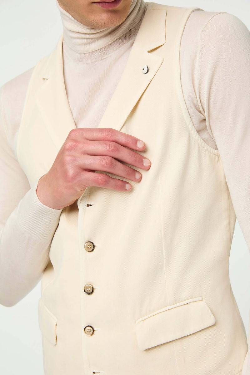 Lubiam Gilet OSCAR tinto capo bianco latte Gilet OSCAR tinto capo bianco latte Vendita Calda