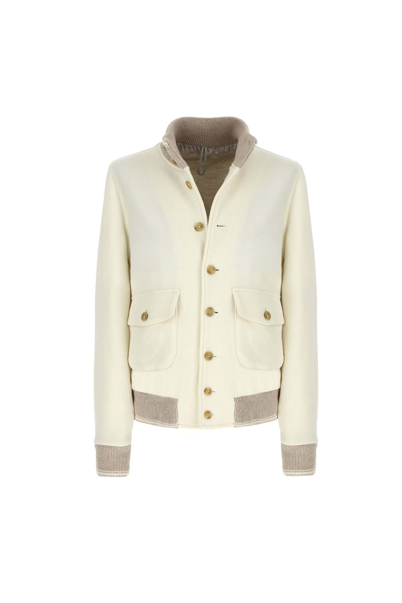 Lubiam Bomber in jersey bianco avorio Bomber in jersey bianco avorio Vendite Flash
