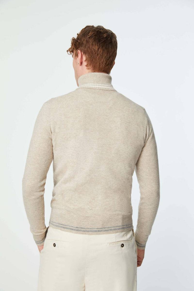Lubiam Maglia dolcevita con dettagli in contrasto beige Maglia dolcevita con dettagli in contrasto beige Shopping Online