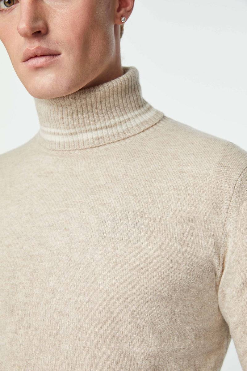 Lubiam Maglia dolcevita con dettagli in contrasto beige Maglia dolcevita con dettagli in contrasto beige Shopping Online