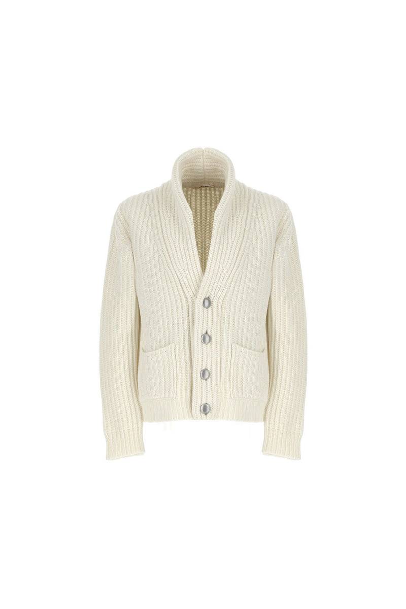 Lubiam Cardigan in maglia a coste bianco avorio Cardigan in maglia a coste bianco avorio Prezzo Ridotto