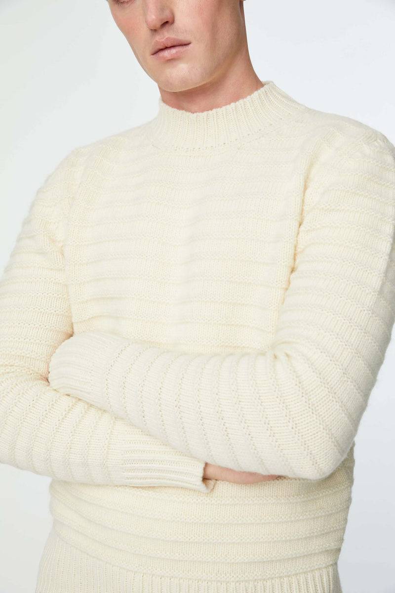 Lubiam Maglia dolcevita lavorata bianco latte Maglia dolcevita lavorata bianco latte Presa