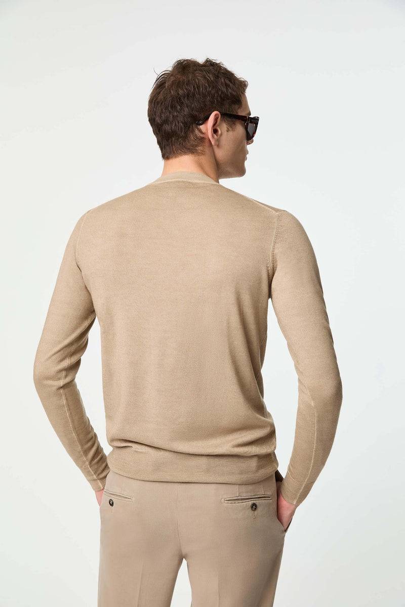 Lubiam Maglia girocollo leggera tinto capo beige Maglia girocollo leggera tinto capo beige Online