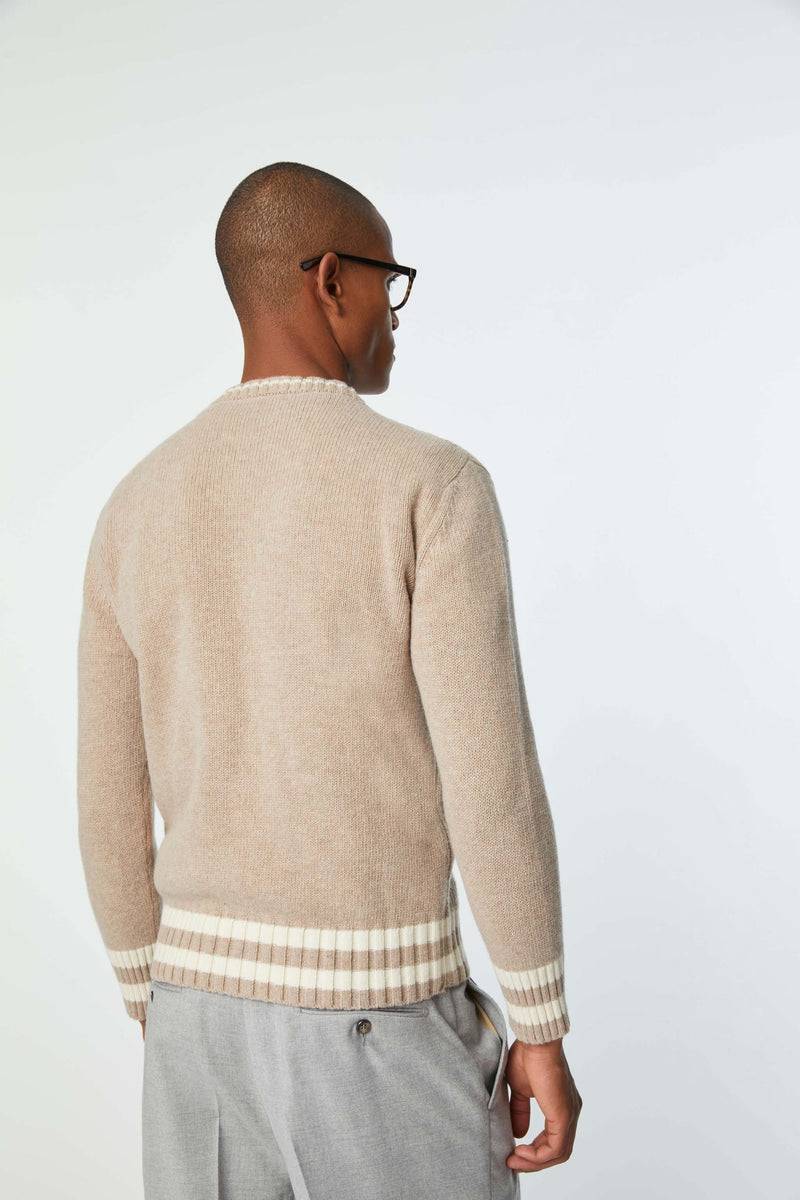 Lubiam Maglia girocollo tinto capo beige Maglia girocollo tinto capo beige In Vendita