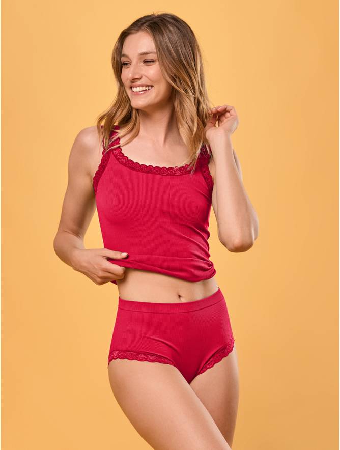 Luigi di Focenza SLIP DONNA MIDI PIZZO ROSSO Vendita Calda