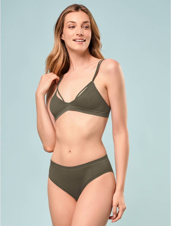 Luigi di Focenza SLIP DONNA V. ALTA COSTINA RIB OLIVA Outlet