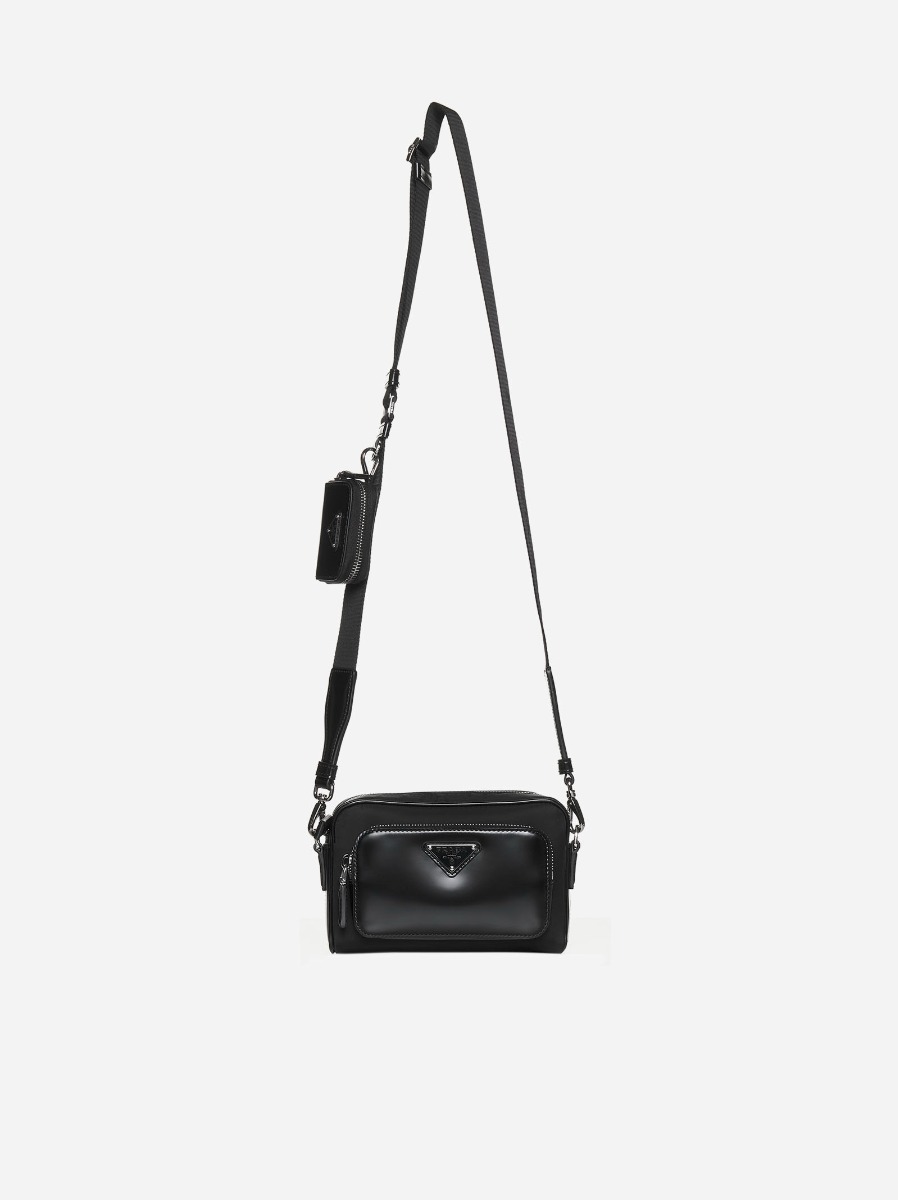 PRADA Borsa a tracolla in Re-Nylon e pelle Consegna Veloce