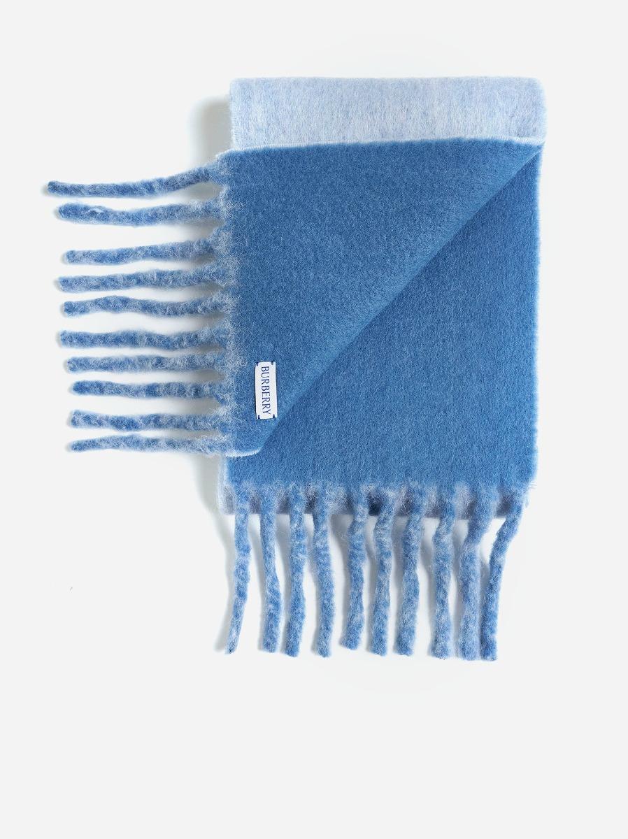 BURBERRY Sciarpa reversibile azzurra con logo Shopping Online