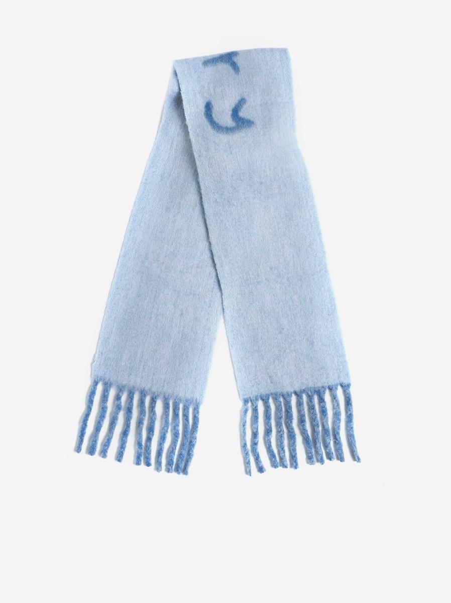BURBERRY Sciarpa reversibile azzurra con logo Shopping Online