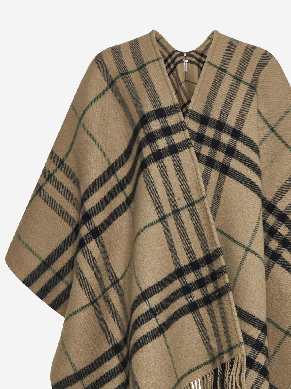 BURBERRY Mantella in lana e cashmere Check beige Flash Sale