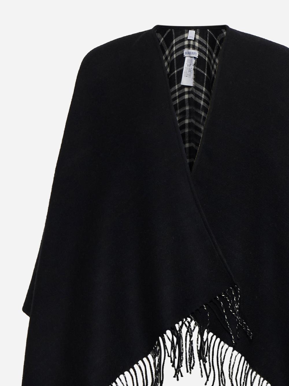 BURBERRY Mantella reversibile in lana Check nera Sottocosto