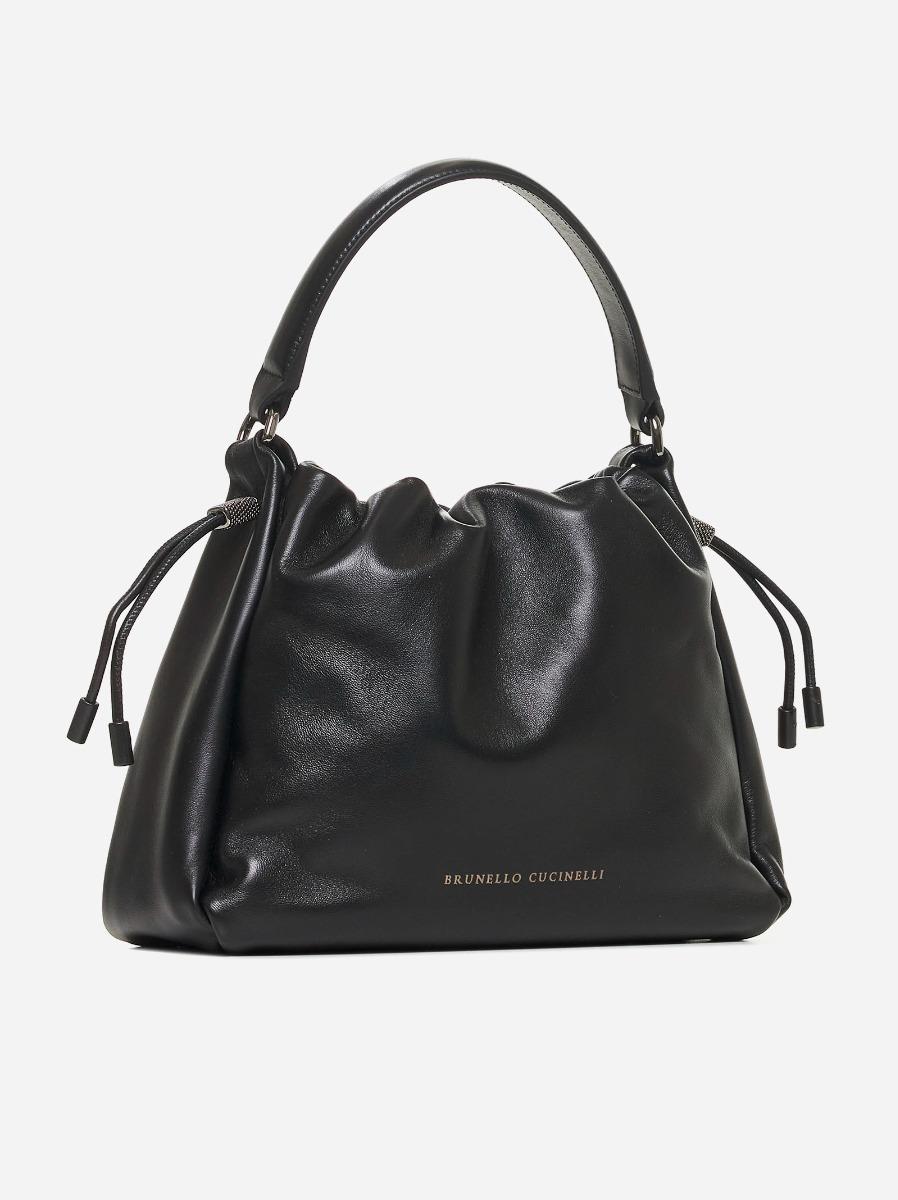 BRUNELLO CUCINELLI Borsa a mano Bucket Mellow piccola nera Vendita Economica