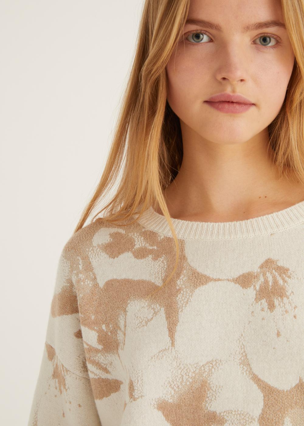 Rosso35 Felpa girocollo con stampa fiore jacquard Fino al 60% di sconto