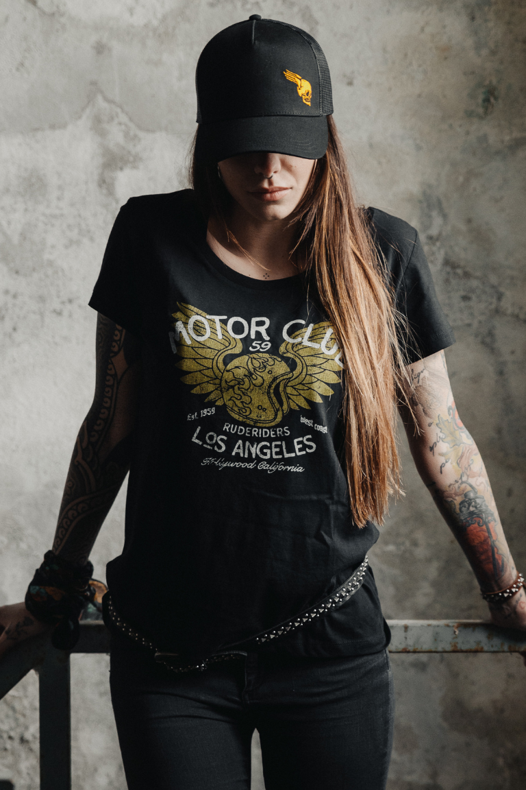 Rude Riders T-Shirt Donna Motor Brigade Nera Affare Del Giorno