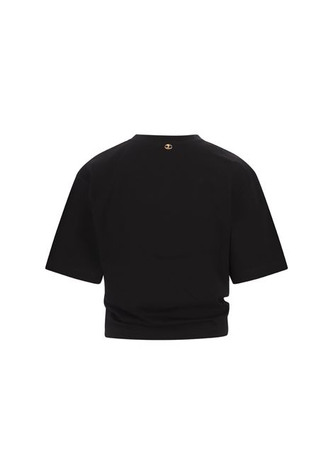 RABANNE T-Shirt Crop Nera Con Dettaglio Anello Laterale - RABANNE In Saldo