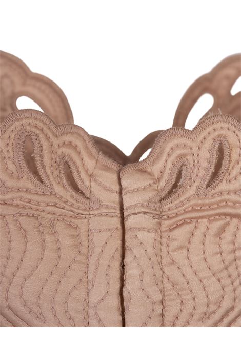 ERMANNO SCERVINO Top Bra In Satin Di Seta Rosa Con Ricami - ERMANNO SCERVINO Nuova
