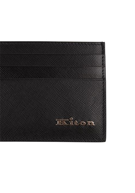 KITON Portacarte Nero Con Logo Argentato - KITON In Saldo