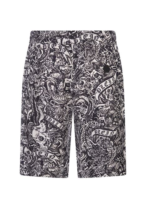 PHILIPP PLEIN Silk Cool Kid Shorts Tattoo - PHILIPP PLEIN In Linea