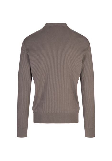 BOSS Maglione Regular Fit In Seta e Cotone Taupe - BOSS Prezzo Ridotto