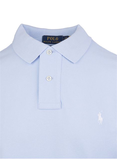 RALPH LAUREN Polo in Piquet Slim-Fit Azzurro Cielo e Bianca - RALPH LAUREN I Più Venduti